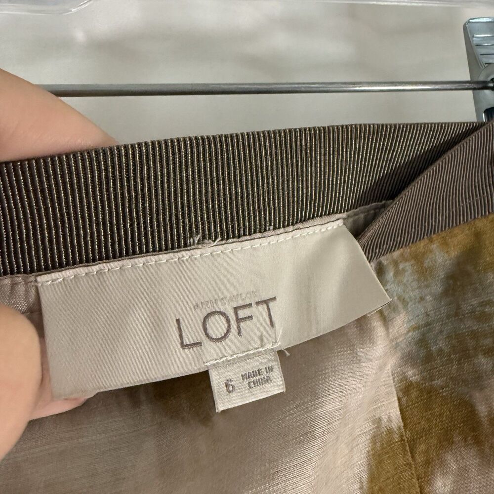 LOFT Ramie Blend Mini Skirt Women's 6 Brown Pockets High Rise - Picture 6 of 9